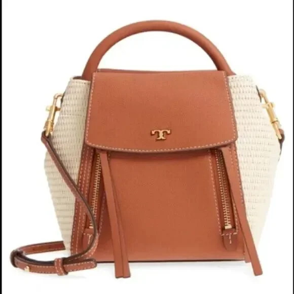 Tory Burch Half-Moon Straw Crossbody Bag - Picture 1 of 12